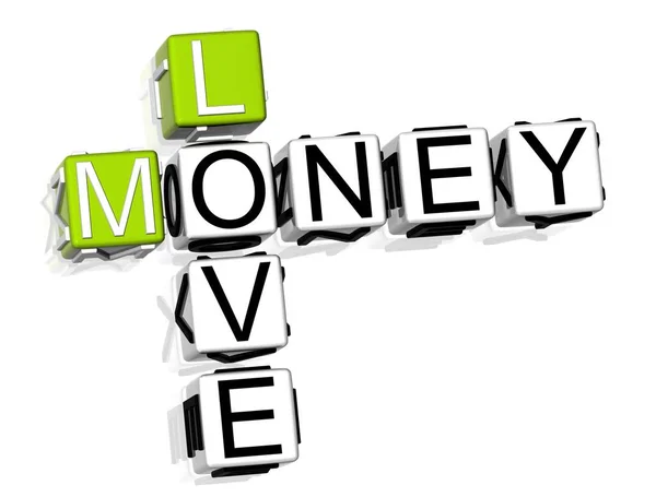 Love Money Crossword Fundo Branco — Fotografia de Stock