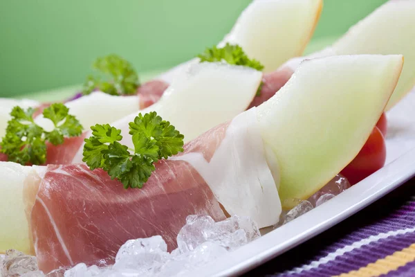 Honeydew Melon Parma Ham — Stock Photo, Image
