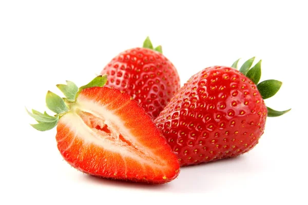 Optionale Nahaufnahme Vor Weißem Hintergrund Erdbeere Erdbeeren — Stockfoto