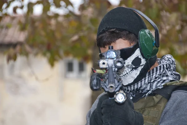 Soldado Enmascarado Con Gafas Protectoras Italia — Foto de Stock