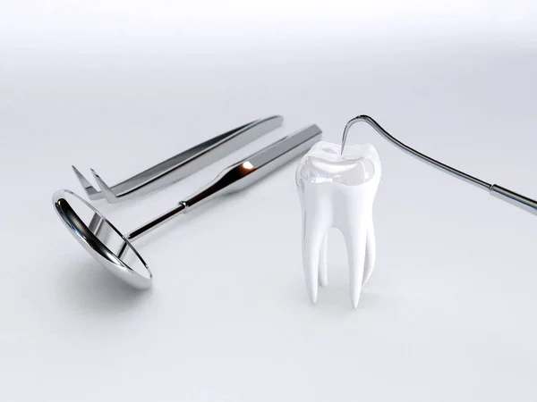 Instrumentos Dentales Concepto Atención Dental Higiene Dental — Foto de Stock