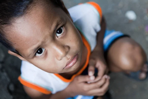 Retrato Joven Asiático Zona Afectada Por Pobreza Luz Natural Manila —  Fotos de Stock