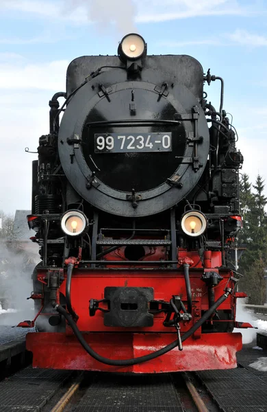 Ferrocarril Vía Estrecha Harz Está Listo Para Viaje Brocken —  Fotos de Stock