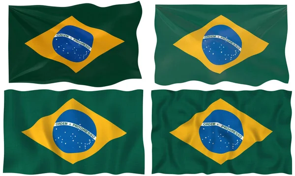 Four Assorted Great Flag Illustrations Brazil — Stock Photo, Image