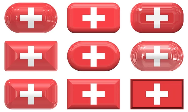 Nine Glass Buttons Flag Switzerland — Stock Photo, Image