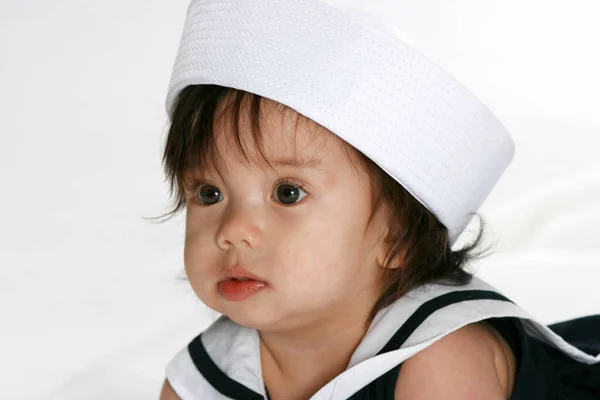 Portret Dziecka Stroju Marynarza — Zdjęcie stockowe