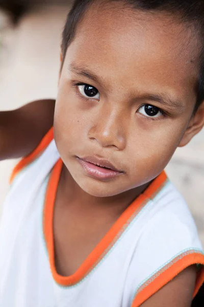 Retrato Juvenil Asiático Niño Filipino Zona Empobrecida Filipinas — Foto de Stock