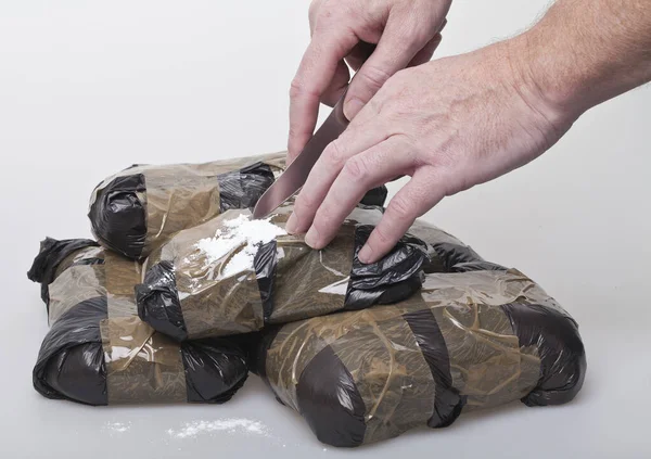 Pakker Kokain Der Undersøges - Stock-foto