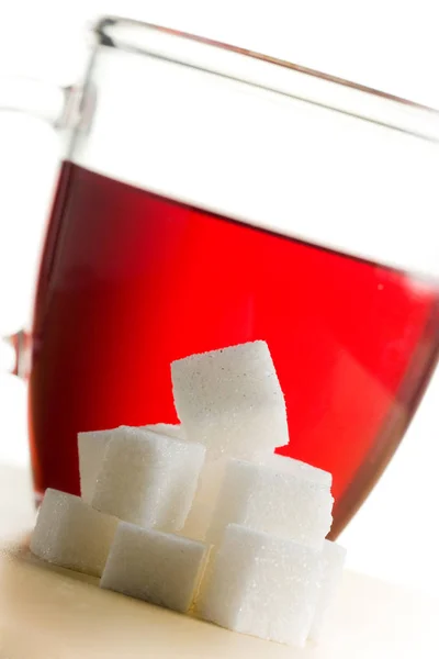 Xícara Chá Transparente Com Abundância Açúcar — Fotografia de Stock