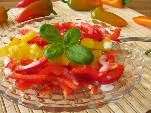 Salada Alimentos Crus Com Pimentas — Fotografia de Stock