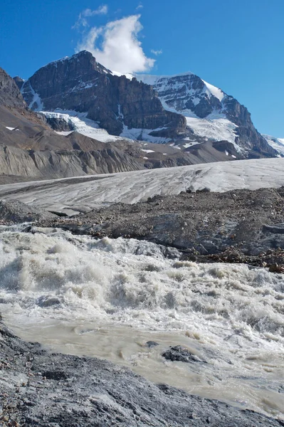 Glaciar Athabasca Con Agua Fundida Parque Nacional Jasper — Foto de Stock