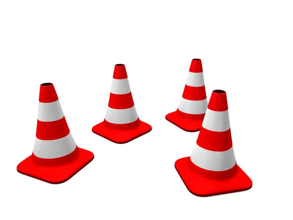 Cones Tráfego Isolados Sobre Fundo Branco — Fotografia de Stock