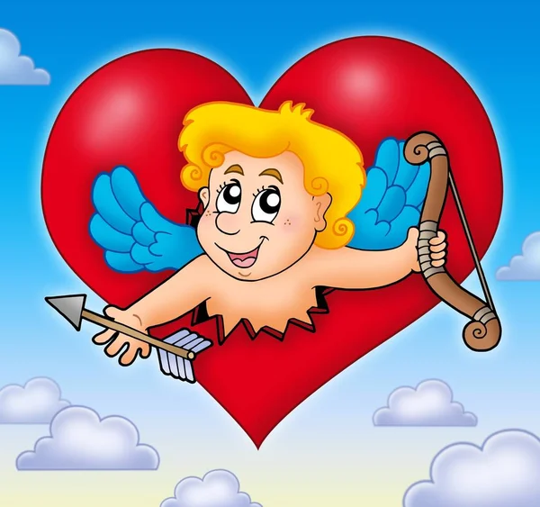 Cupid Lurking Heart Sky Color Illustration — Stock Photo, Image