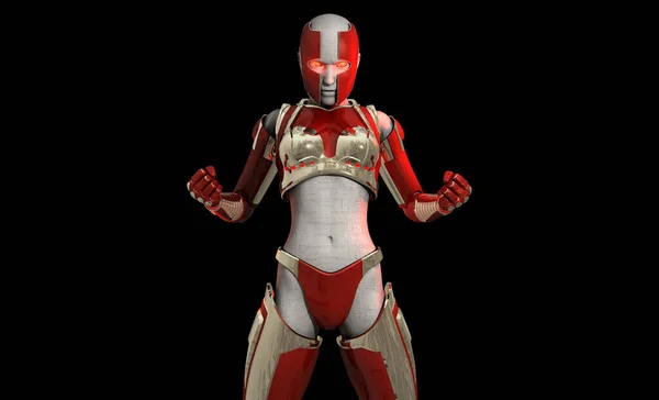 Jakość Ilustracja Futurystyczny Cyborg Żołnierz — Zdjęcie stockowe