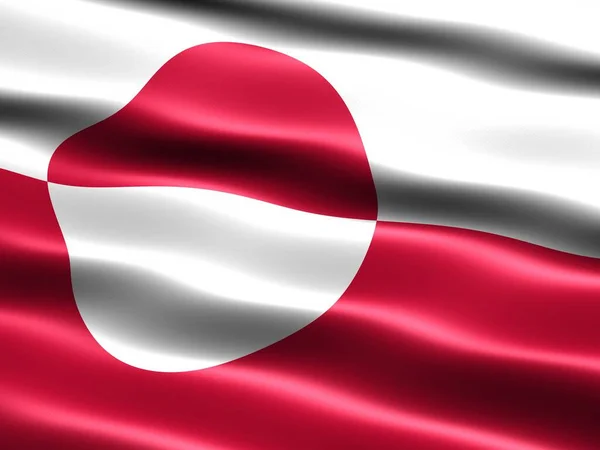 Datorgenererad Illustration Grönlands Flagga Med Silkeslent Utseende Och Vågor — Stockfoto