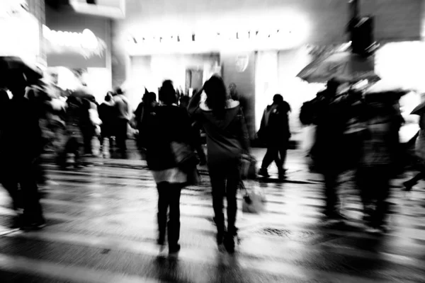 Distrito Movimentado Cruzamento Estradas Hong Kong Mong Kok Tempo Chuvoso — Fotografia de Stock