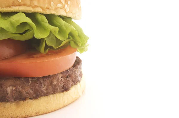 Großer Hamburger Mit Sesam Brötchen Salat Tomaten Rindfleisch Patty — Stockfoto