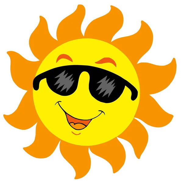 Cartoon Sun Met Zonnebril Geïsoleerde Illustratie — Stockfoto