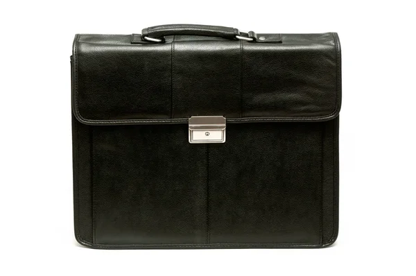 Black Leather Briefcase Isolated White — Stock Photo, Image