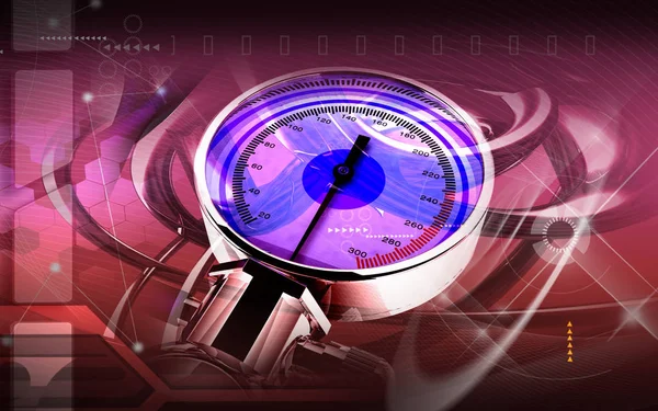 Digitale Darstellung Des Blutdruckmessers Farbigen Hintergrund — Stockfoto