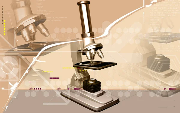 Mikroszkóp Digitális Illusztrációja Színes Háttérrel — Stock Fotó