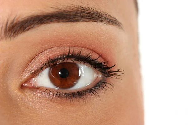 Olho Olhos Mulher Visão Rosto Negros Branco Macro Macro Close — Fotografia de Stock