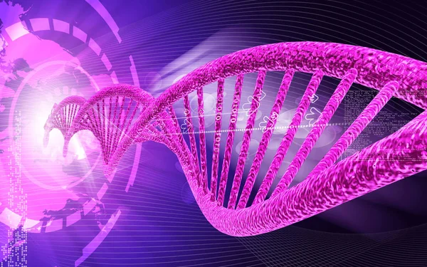 Digitale Illustration Dna Struktur Farbigen Hintergrund — Stockfoto