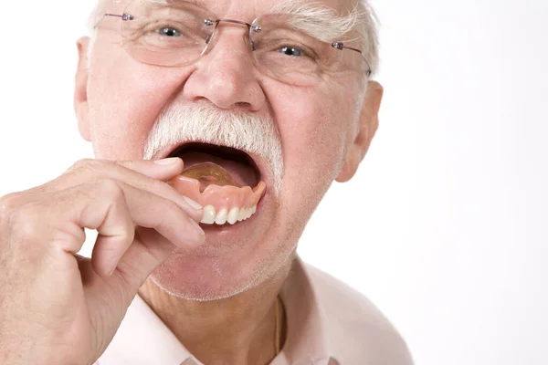 Portrait Smiling Senior Man Beard Mustache — Stock Photo, Image