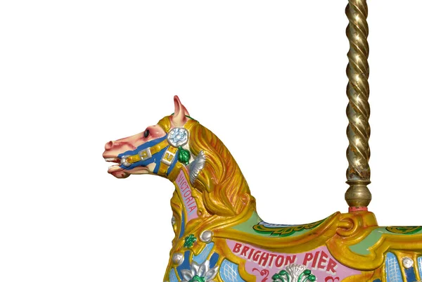 Helder Gekleurd Kermispaard Traditionele Rotonde Brighton Pier Oost Sussex Engeland — Stockfoto