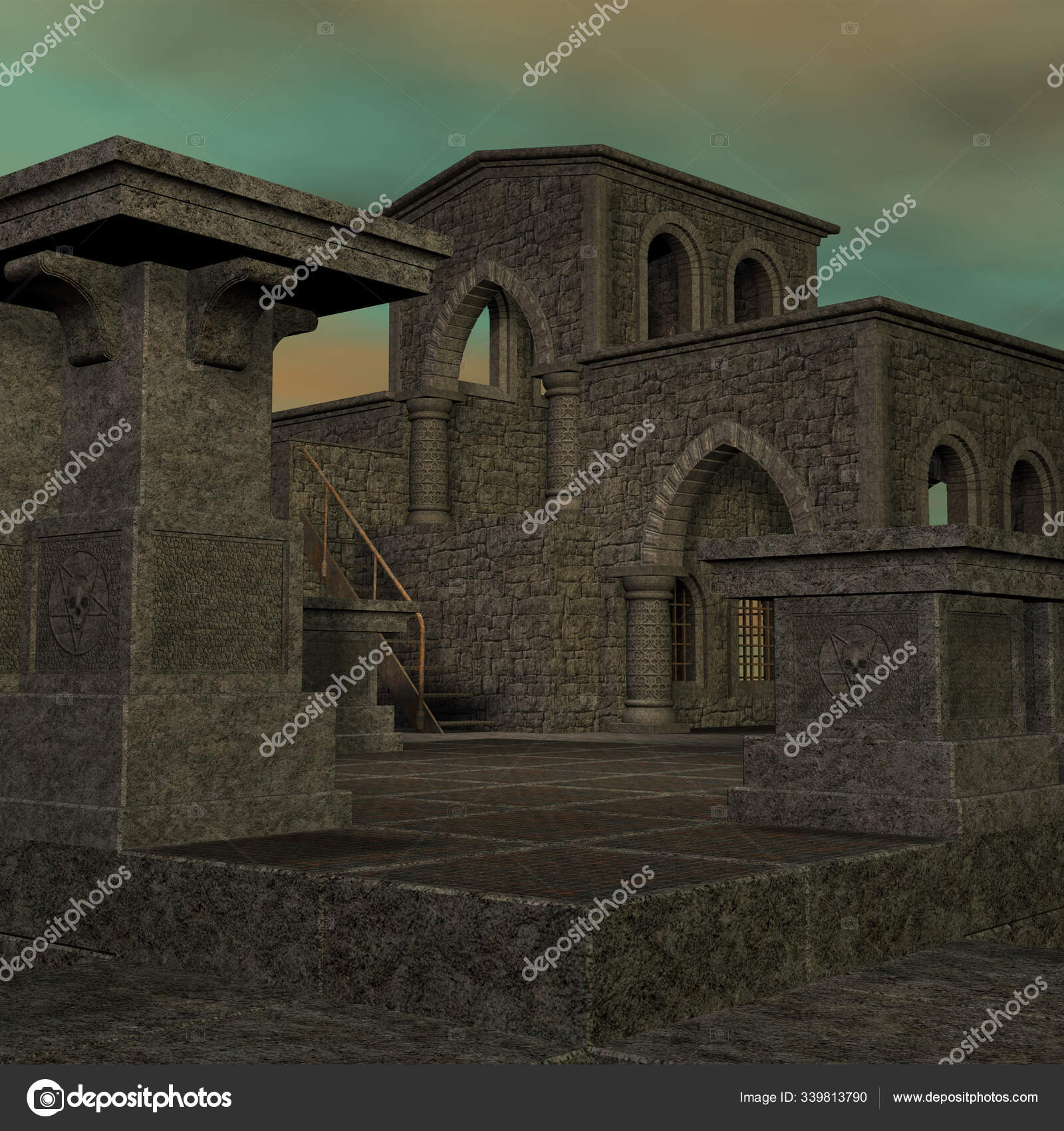 Fantasy Temple Dawn Rendering Fantasy Theme Background Usage Stock ...
