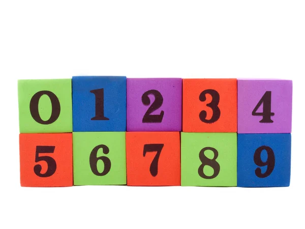 Colorful Number Blocks White Background — ストック写真