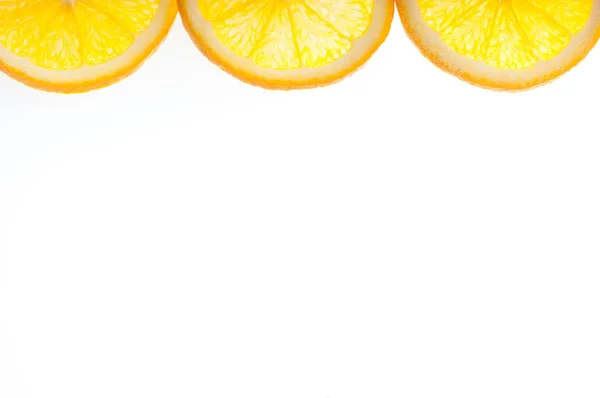 Świeże Soczyste Pomarańczowe Sekcje Umieścić Jako Koła Olimpijskie Izolowane — Zdjęcie stockowe