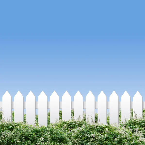 Beyaz Çitler Açık Mavi Gökyüzüne Vuruyor — Stok fotoğraf