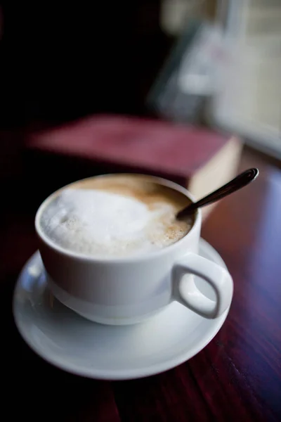 Taza Café Con Croissant Mesa — Foto de Stock