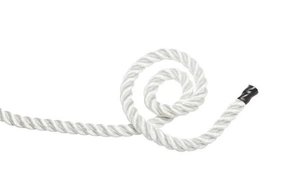 白に隔離された強いロープ — ストック写真