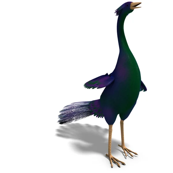 Blauwe Fantasie Vogel Met Prachtige Veren Weergave Met Knippad Schaduw — Stockfoto