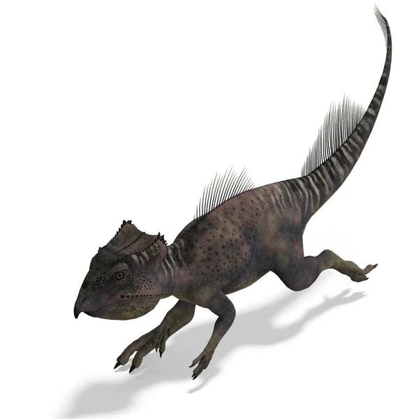 Dinosaurie Archaeoceratops Rendering Med Klippbana Och Skugga Över Vitt — Stockfoto