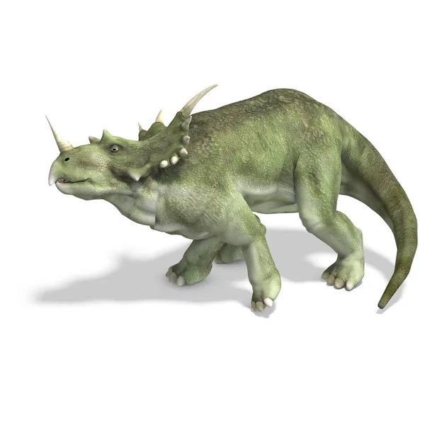 Dinosaurie Styracosaurus Rendering Med Klippbana Och Skugga Över Vitt — Stockfoto