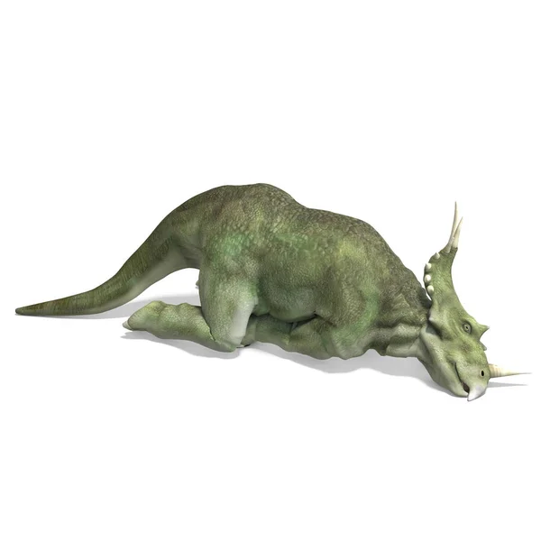 恐龙Styracosaurus 3D渲染 带有剪切路径和白色阴影 — 图库照片