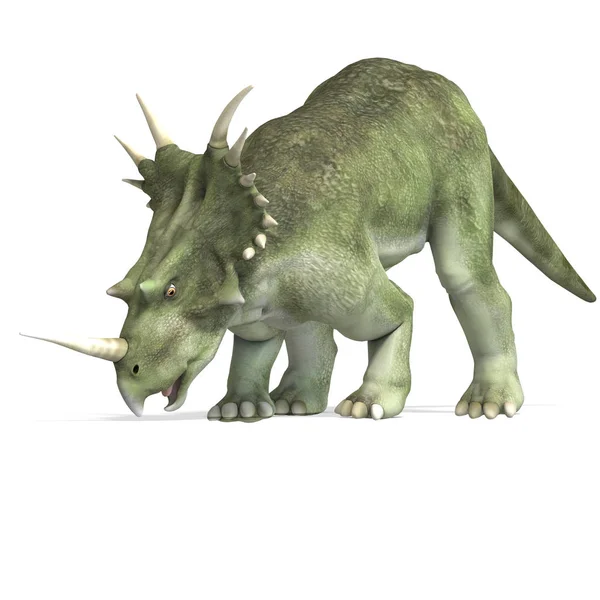 恐龙Styracosaurus 3D渲染 带有剪切路径和白色阴影 — 图库照片