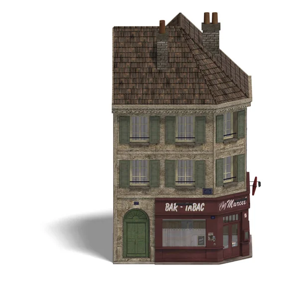 城市建筑小酒馆 3D渲染 带有剪切路径和白色阴影 — 图库照片