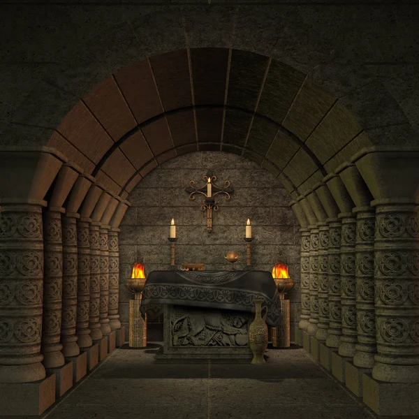 Altare Arcaico Santuario Ambiente Fantasia Rendering Tema Fantasy Ideale Utilizzo — Foto Stock