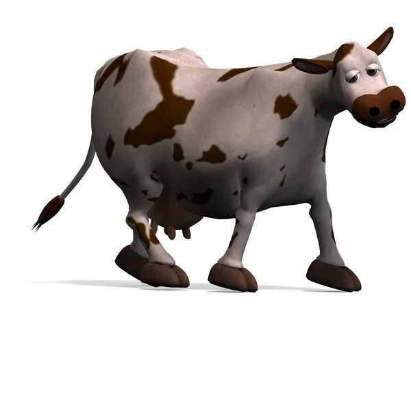 Vaca Desenho Animado Bonito Engraçado Renderização Com Caminho Recorte Sombra — Fotografia de Stock