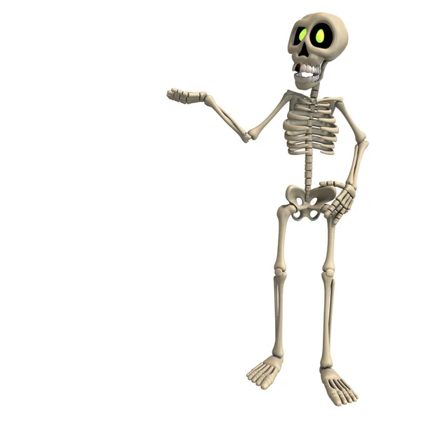 Very Funny Cartoon Skeleton Rendering Clipping Path Shadow White — Stockfoto