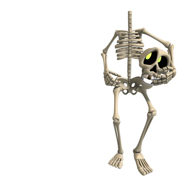 Erg Grappig Cartoon Skelet Weergave Met Knippad Schaduw Wit — Stockfoto