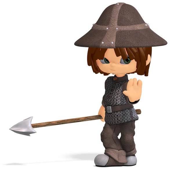 Cute Funny Cartoon Guard Rendering Clipping Path Shadow White — 图库照片