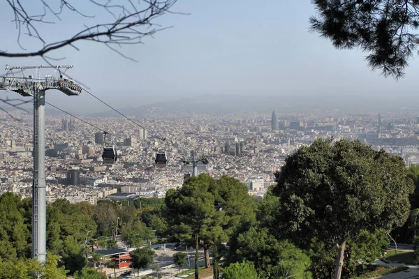 Barselona Montjuic Üzerinde Gondol Kaldırma — Stok fotoğraf
