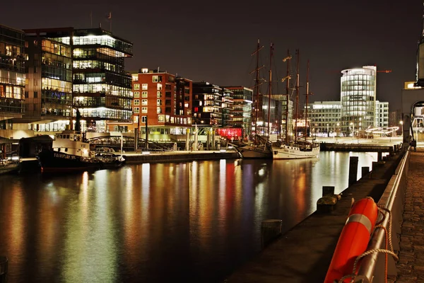 Hambourg Hafencity Scène Nocturne — Photo