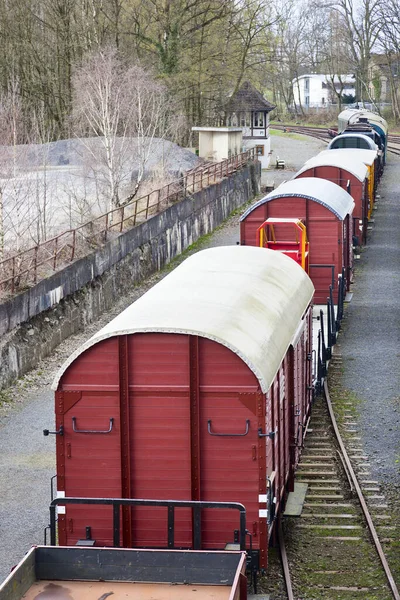 Trem Carga Uma Estação Ferroviária — Fotografia de Stock