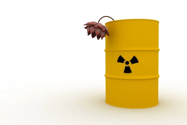 Радиоактивная Бочка Увядшим Цветком Лотоса — стоковое фото